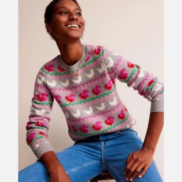 Boden Sweaters - Boden Squirrel Duck Damen Edie Fair Isle Sweater